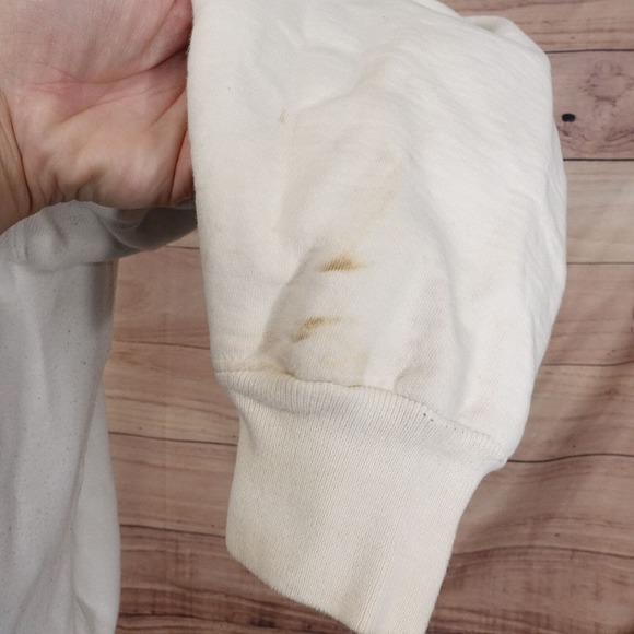 VINTAGE RUSSELL ATHLETIC PRO COTTON USA MADE WHITE CREW NECK SWEATSHIRT XL STAIN - Picture 15 of 16